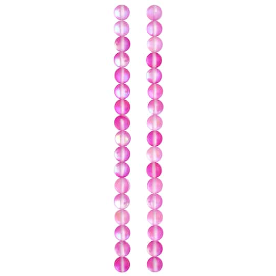 Matte Pink Synthetic Opal Glass Round Beads, 8mm by Bead Landing™
